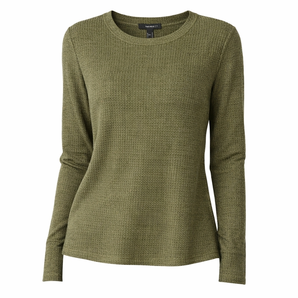Forever 21 Women's Waffle Knit‎ Long Sleeve Top Olive Green Medium